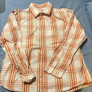 Old Navy Orange and White Plaid Button-Down Shirt